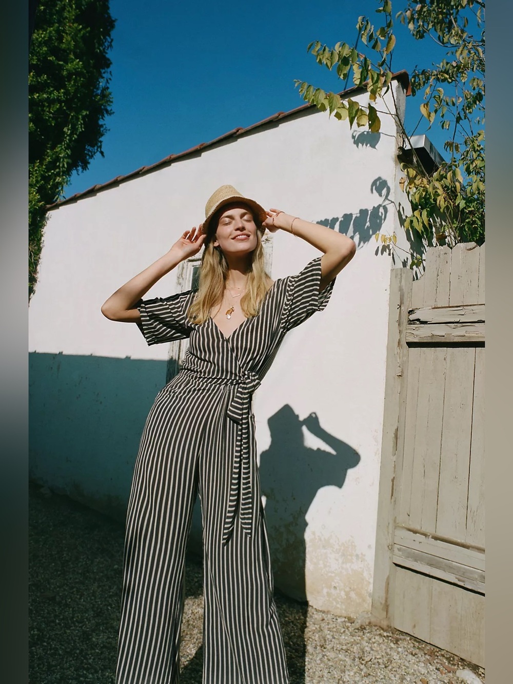 Anthropologie BEACHGOLD Wrap Wide-Leg Jumpsuit - Black & White XS - Picture 5 of 6